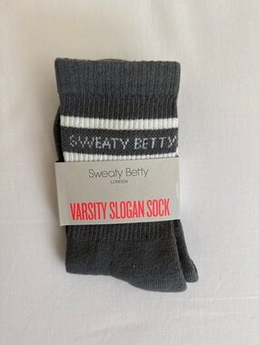 Sweaty Betty Varsity Slogan Sock Umbra Green  Womens Size 4-7